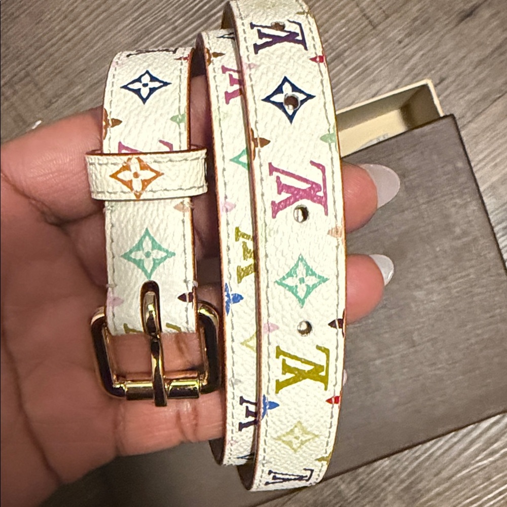 Louis Vuitton White Multicolor Belt